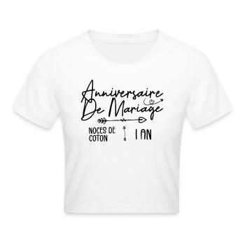 Anniversaire de mariage 1ans - Noce de Coton 1ans - Crop top - blanc - Devant - Marisol (170cm)