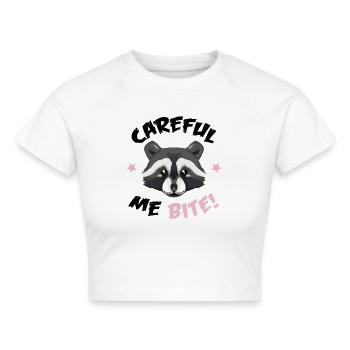 Waschbär - Vorsicht ich beiße - Frauen Cropped T-Shirt - Weiß - Vorne - Marisol (170cm)