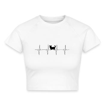 EKG Herzschlag Heartbeat Hund Corgi - Frauen Cropped T-Shirt - Weiß - Vorne - Marisol (170cm)