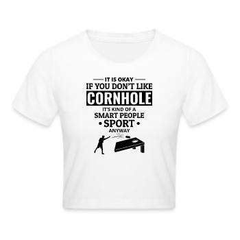 Cornhole Bean Bag Toss Outdoor Lawn Game Funny - Cropped T-Shirt - white - Front - Marisol (170cm)