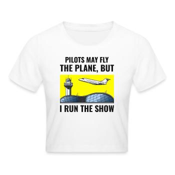 Air Traffic Controller ATC Aviation Humor Airplane - Cropped T-Shirt - white - Front - Marisol (170cm)