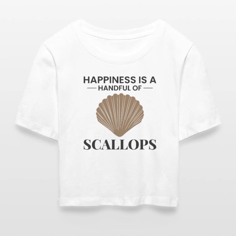 Scallop Seashells Collector Beachcomber Shellfish Cropped T-Shirt