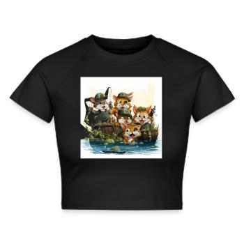 The Whimsical Fishing Expedition - Cropped T-Shirt - black - Front - Marisol (170cm)