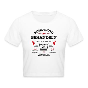 SCHONEND BEHANDELN 24. GEBURTSTAG - Frauen Cropped T-Shirt - Weiß - Vorne - Marisol (170cm)