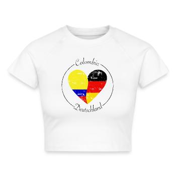 Colombia und Deutschland Herz Logo - Frauen Cropped T-Shirt - Weiß - Vorne - Marisol (170cm)