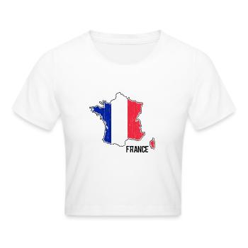 France Flag Map Outline - Cropped T-Shirt - white - Front - Marisol (170cm)