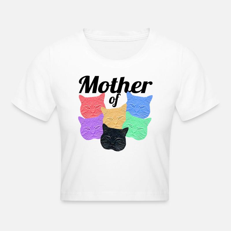 Katzenmutter - Mère des chats - Crop top - blanc