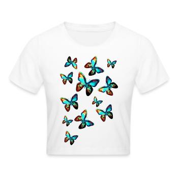 papillons, butterflies, été, nature, galaxie - Crop top - blanc - Devant - Marisol (170cm)