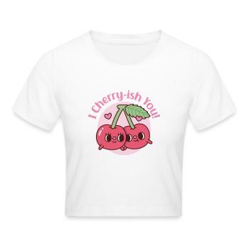 Cerises mignonnes, je te chéris, jeu de mots pour la Saint-Valentin - Crop top - blanc - Devant - Marisol (170cm)