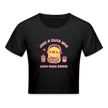 Mignon Gamer Chick Juste un poussin qui aime les jeux vidéo - Crop top - noir - Devant - Marisol (170cm)