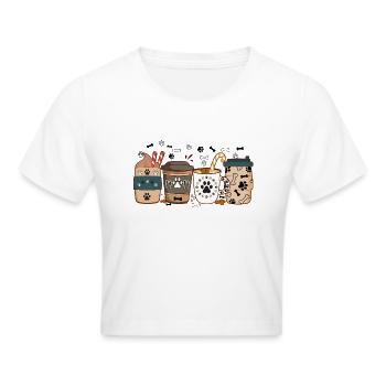 Hund Mama Kaffeeliebhaber, warmer gemütlicher Winter, Latte Iced - Frauen Cropped T-Shirt - Weiß - Vorne - Marisol (170cm)