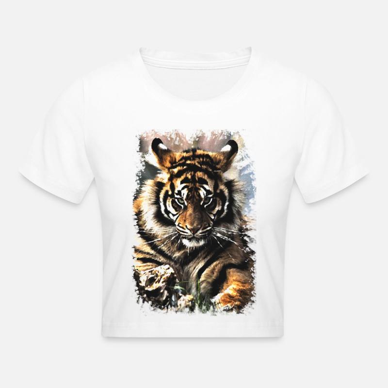 tiger - Cropped T-Shirt - white