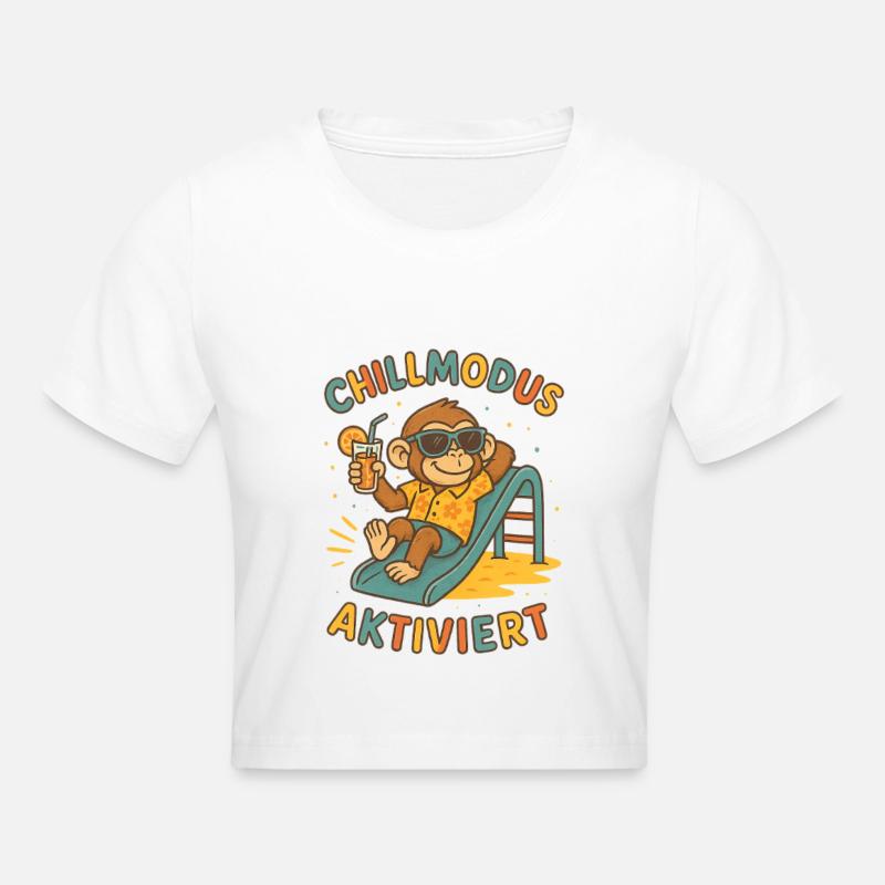 Chillmodus Aktiviert Affe - Frauen Cropped T-Shirt - Weiß