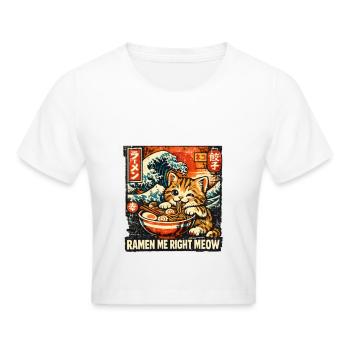 Ramen Katze Kanagawa - Frauen Cropped T-Shirt - Weiß - Vorne - Marisol (170cm)