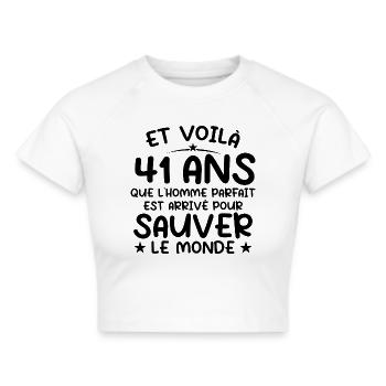 41 Jahre altes Geburtstagsgeschenk 41 Jahre alte Männer - Frauen Cropped T-Shirt - Weiß - Vorne - Marisol (170cm)