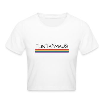 Flinta*Maus Logo Rainbow flag - Frauen Cropped T-Shirt - Weiß - Vorne - Marisol (170cm)