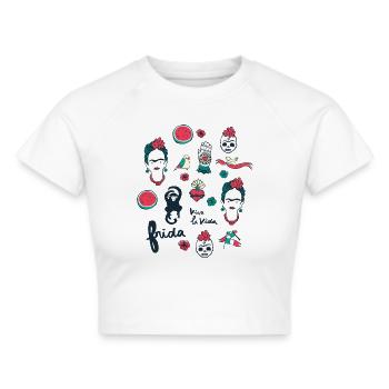 Frida Kahlo Verschiedene Symbole - Frauen Cropped T-Shirt - Weiß - Vorne - Marisol (170cm)