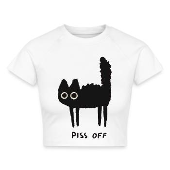 Grumpy Kitty Vibes – Leave Me Alone - Cropped T-Shirt - white - Front - Marisol (170cm)