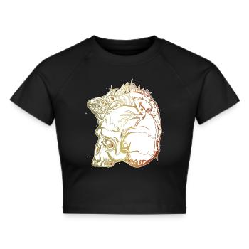 Exotischer Leguan // Skull // Verlauf - Frauen Cropped T-Shirt - Schwarz - Vorne - Marisol (170cm)