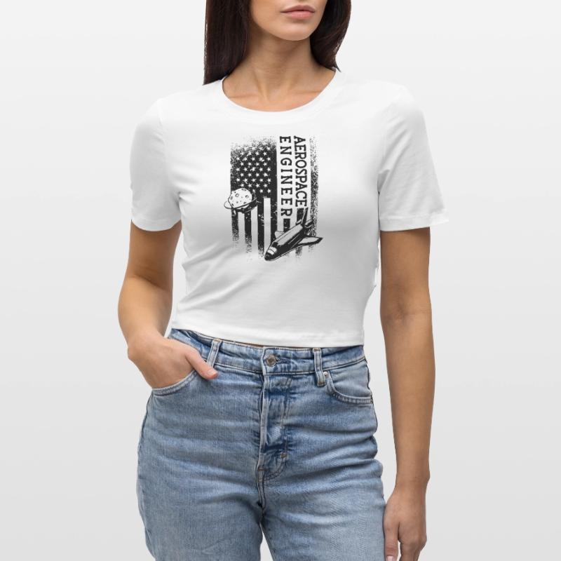 Space Rocket Aerospace Engineer Engineering Cropped T-Shirt