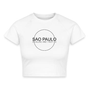 Sao Paulo Saying - Cropped T-Shirt - white - Front - Marisol (170cm)
