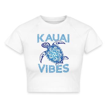 Tortue de mer tribale bleue polynésienne Kauai Vibes - Crop top - blanc - Devant - Marisol (170cm)