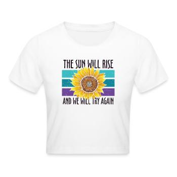 Suïcide preventie zonnebloem - Cropped T-Shirt - wit - Voor - Marisol (170cm)