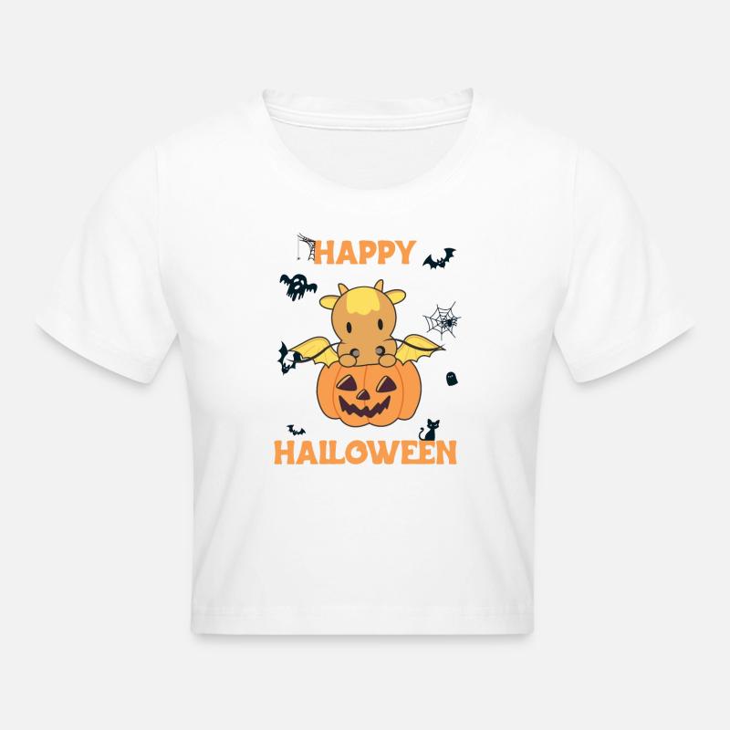 Dragon en citrouille Dragon mignon Joyeux Halloween - Crop top - blanc