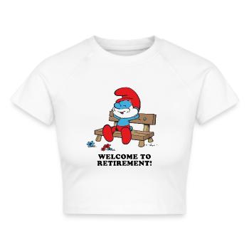 Schlümpfe Design Welcome To Retirement - Frauen Cropped T-Shirt - Weiß - Vorne - Marisol (170cm)