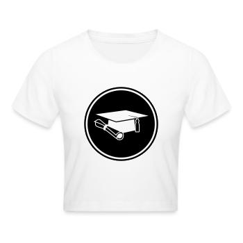 Student cap - Cropped T-Shirt - white - Front - Marisol (170cm)