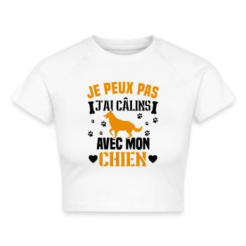 Ich kann nicht mit meinem Hundehumor kuscheln - Frauen Cropped T-Shirt - Weiß - Vorne - Marisol (170cm)