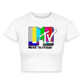 MTV Music Television TV-Statik-Logo - Frauen Cropped T-Shirt - Weiß - Vorne - Marisol (170cm)