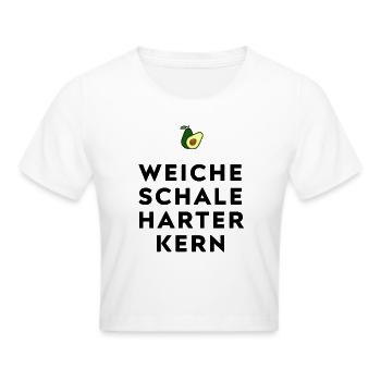 WEICHE SCHALE HARTER KERN - Frauen Cropped T-Shirt - Weiß - Vorne - Marisol (170cm)