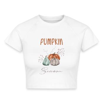 Herbstliche Kürbissaison - Frauen Cropped T-Shirt - Weiß - Vorne - Marisol (170cm)
