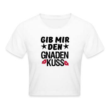 Geschenk Liebe Paar lustig Spruch Kuss - Frauen Cropped T-Shirt - Weiß - Vorne - Marisol (170cm)