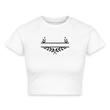 Laurel wreath with space for text - Cropped T-Shirt - white - Front - Marisol (170cm)
