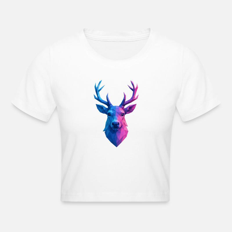 Renne de Noël Low Poly - Crop top - blanc