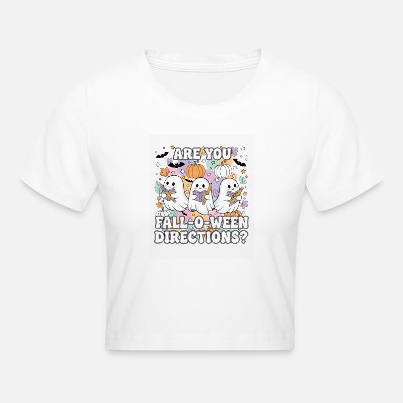 Lecture des fantômes de Fall-O-Ween - Crop top - blanc