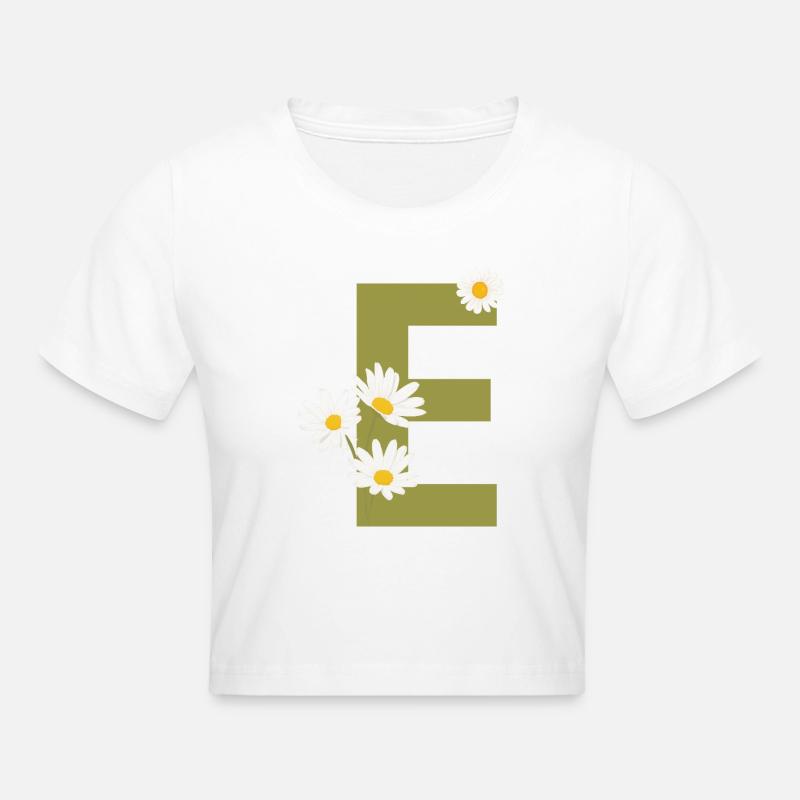 Lettre e vert marguerites - Crop top - blanc