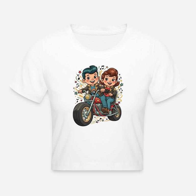 Aventure en duo de vélos de bandes dessinées - Crop top - blanc