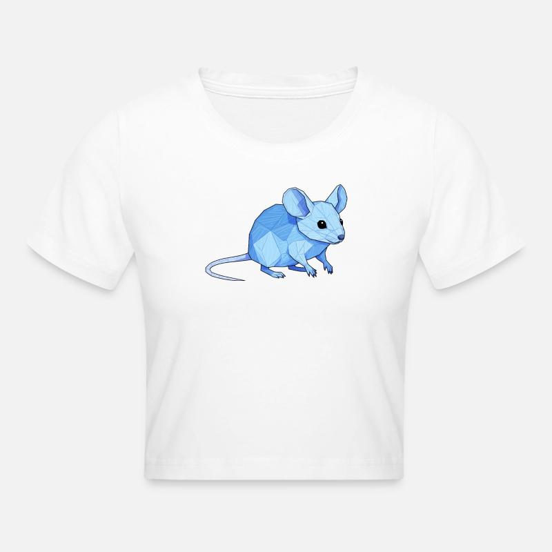 Souris bleue low-poly - Crop top - blanc