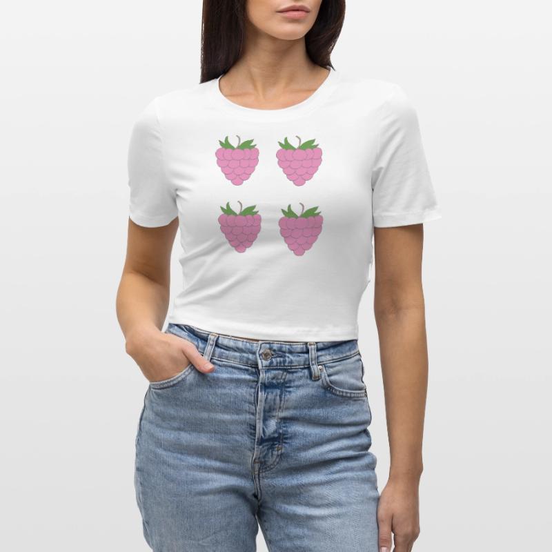 Raspberry Double Cluster Pattern Cropped T-Shirt