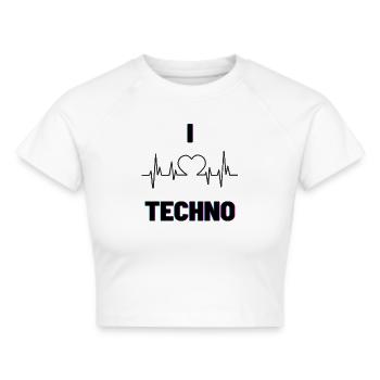 I Love Techno dark - Frauen Cropped T-Shirt - Weiß - Vorne - Marisol (170cm)