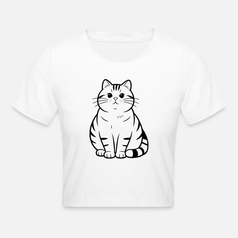 gros chat mignon - Crop top - blanc