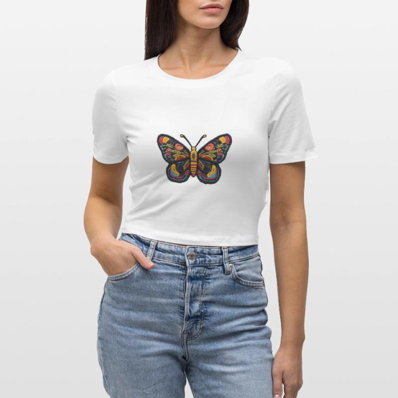 Papillon coloré en style broderie – Boho Patc Crop top