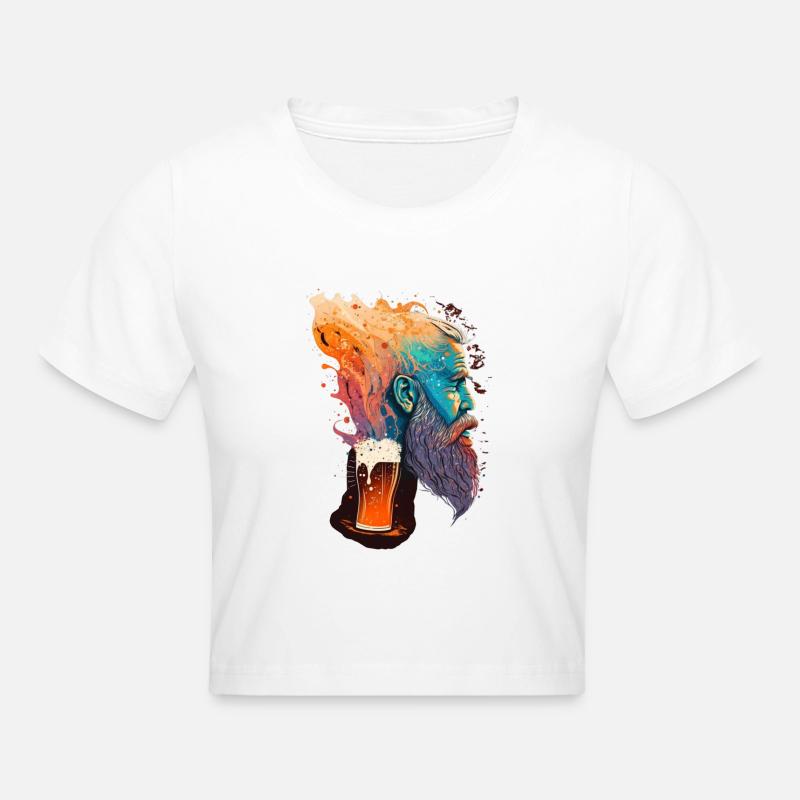 Design de bière psychédélique coloré - Crop top - blanc