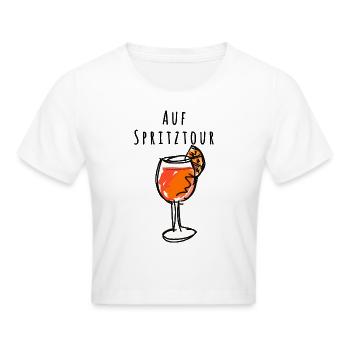 Illustration,Glas, Cocktail,spritz,auf spritztour - Frauen Cropped T-Shirt - Weiß - Vorne - Marisol (170cm)