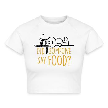 Peanuts Snoopy Ich Hab Hunger Lustiger Spruch - Frauen Cropped T-Shirt - Weiß - Vorne - Marisol (170cm)