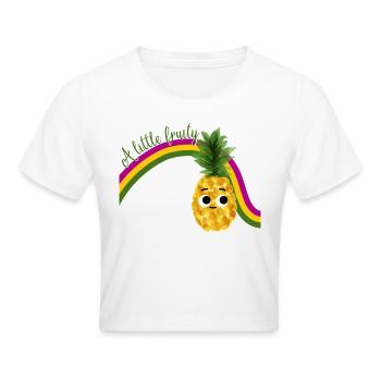Ananas doux avec arc-en-ciel et texte Restez fruité - Crop top - blanc - Devant - Marisol (170cm)