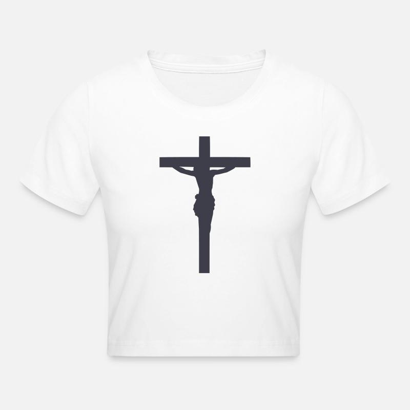 Jésus silhouette de croix - Crop top - blanc